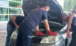 Aracın motor bölümünden çıkan yılan panik yarattı