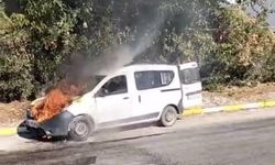 Kamyonun motorunda başlayan yangın korku dolu anlar yaşattı