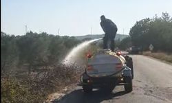Motosiklet yandı, yangın otluğa yayıldı