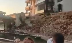 Yeni yapılan istinat duvarı çöktü, panik yaşandı