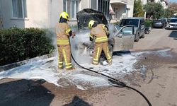 Gönen’de otomobil yangını paniğe yol açtı