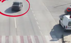 Drift atarak kavşağa girdi, dronla tespit edildi