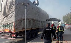 Pamuk yüklü tır alev alev yandı