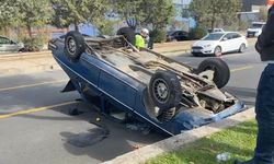 Araç takla attı, sürücünün burnu bile kanamadı