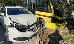 İzne gelen uzman çavuşun aracı, otobüsle çarpıştı