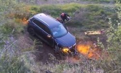 Kontrolden çıkan araç tarlaya uçtu: Sürücü hastaneye kaldırıldı