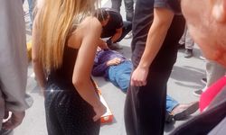 Küçük yaştaki motosiklet sürücüsü karşıya geçmeye çalışan adama çarptı