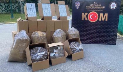Uşak'ta çok sayıda kaçak makaron ve tütün ele geçirildi