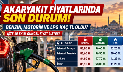 Akaryakıt Fiyatlarında Son Durum! Benzin, Motorin ve LPG Kaç TL Oldu? İşte 15 Ekim Güncel Fiyat Listesi