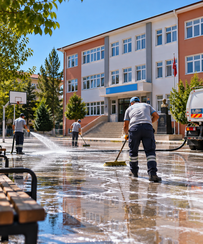 Öğrenciler gelmeden okullarda hummalı çalışma