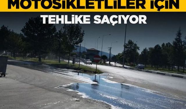 Kütahya'daki bu yol motosikletliler için tehlike saçıyor