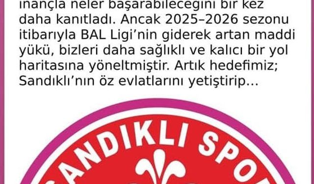 Afyon Temsilcisi Sandıklıspor Lige Katılmayacak