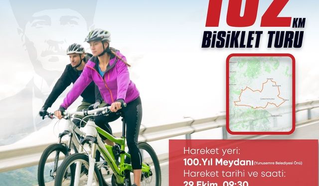 Cumhuriyetin 102. yaşına 102 kilometrelik bisiklet turu düzenlendi