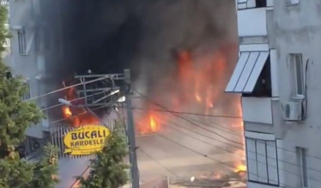 Bina yandı, alevler alttaki dükkana kadar sıçradı