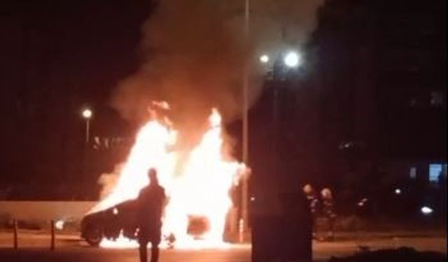 Park halindeki araç alevlere karıştı