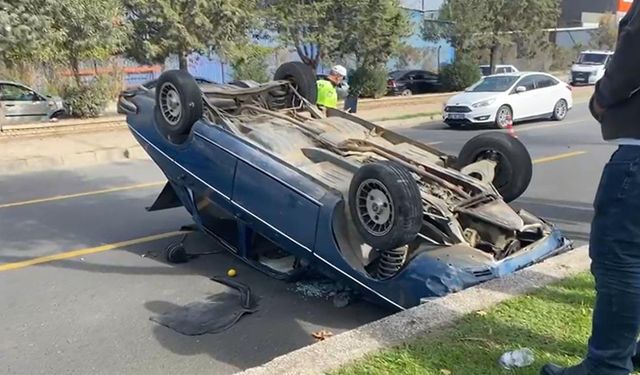 Araç takla attı, sürücünün burnu bile kanamadı