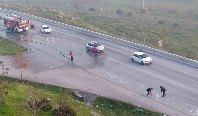 Cam Parçaları Yola Saçıldı: Trafikte Uzun Kuyruk