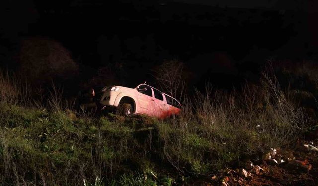 Kontrolden çıkan kamyonet şarampole uçtu: Sürücü yaralı