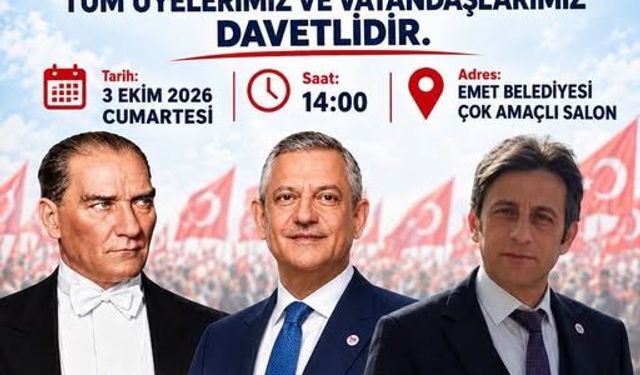 Yeni Parti Emet İlçe Başkanlığı 1. Olağan Kongresi tarihi açıklandı