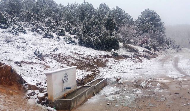 Kütahya’da Karbasan köyü beyaza büründü: Erken kar çiftçiyi sevindirdi