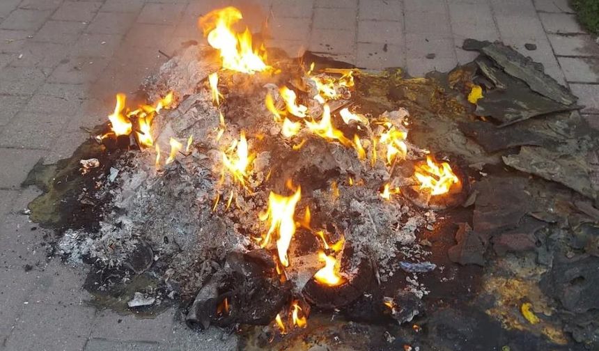 Çöp konteyneri ateşe verildi, mahalle paniğe kapıldı