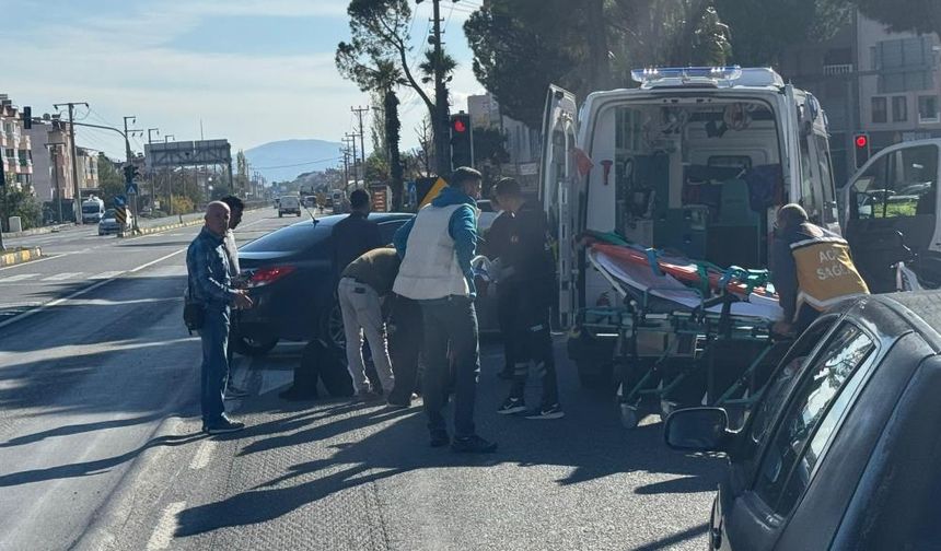 Motosiklet yola devrildi