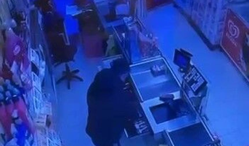 Markette gece operasyonu: Şüpheli kasadaki parayı ve sigaraları aldı