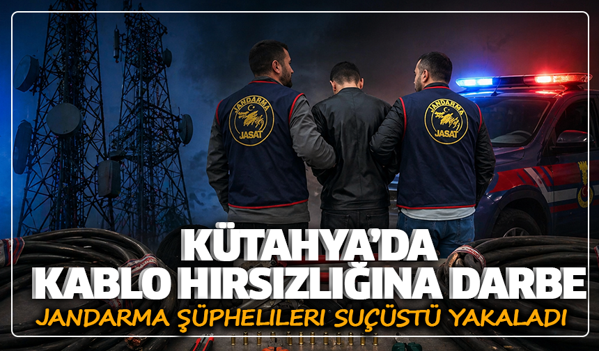 Kütahya’da Kablo Hırsızlığına Darbe: Jandarma Şüphelileri Suçüstü Yakaladı