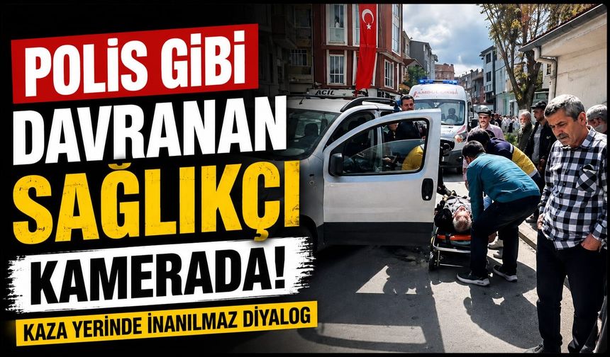 Polis Gibi Davranan Sağlıkçı Kamerada! Kaza Yerinde İnanılmaz Diyalog!