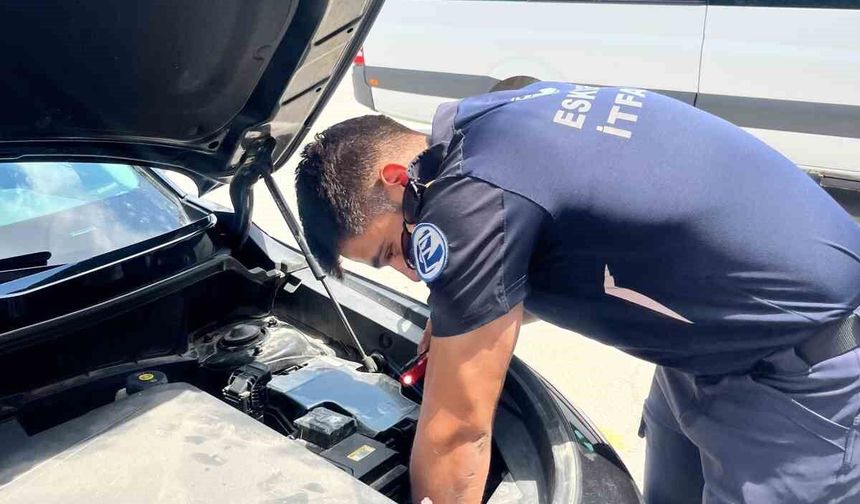 Motor bölümüne sıkışan kediyi itfaiye ekipleri kurtardı