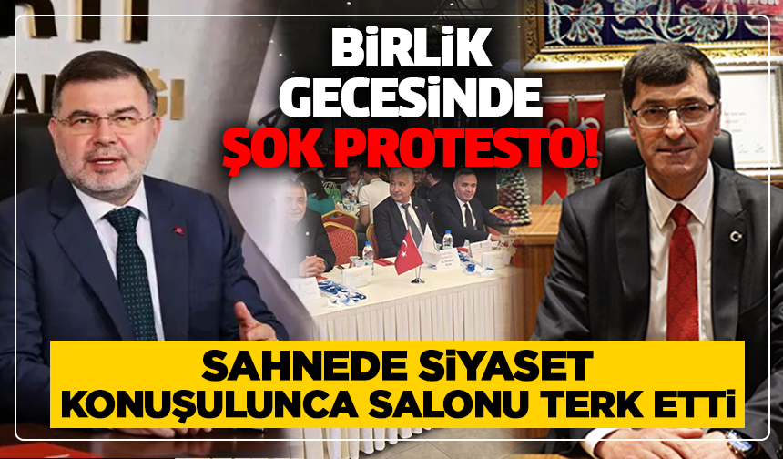 Birlik gecesinde şok protesto! Sahnede siyaset konuşulunca salonu terk etti