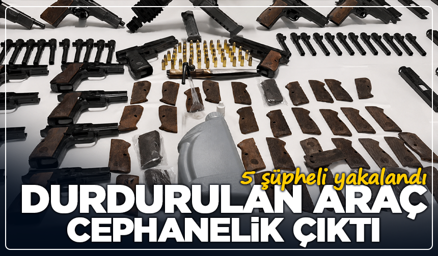 Kütahya'da durdurulan araç cephanelik çıktı: 5 şüpheli yakalandı