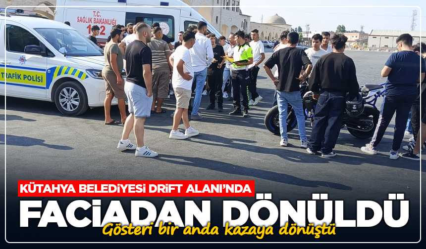 Kütahya Belediyesi Drift Alanı’nda kaza: Sürücü motosikletten savruldu
