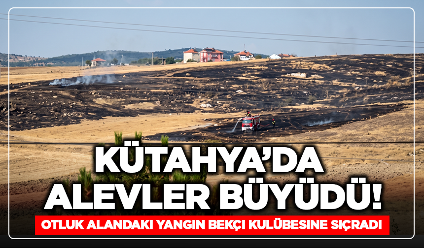 Kütahya'da Alevler Büyüdü! Otluk alandaki yangın bekçi kulübesine sıçradı