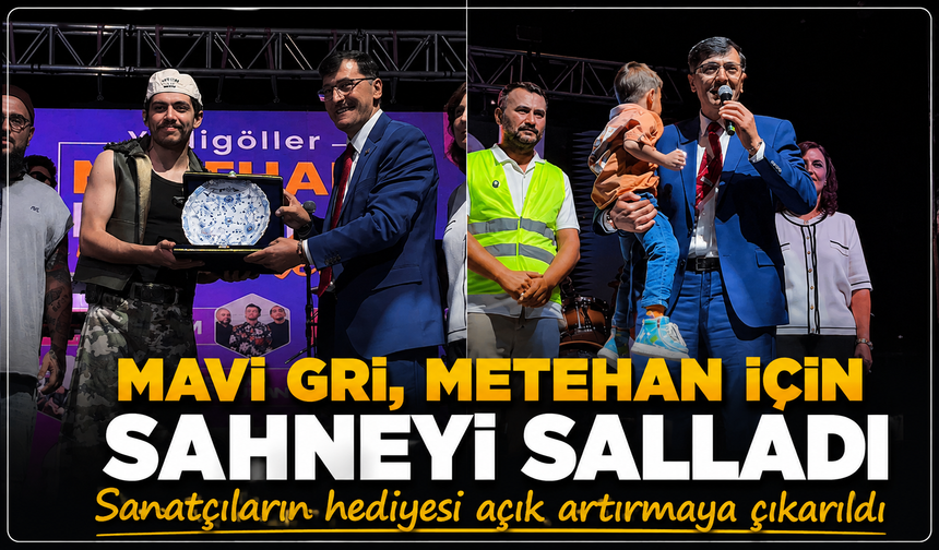 Kütahya'da Mavi Gri, Metehan için sahneye çıktı: Sanatçıların hediyesi açık artırmaya çıkarıldı