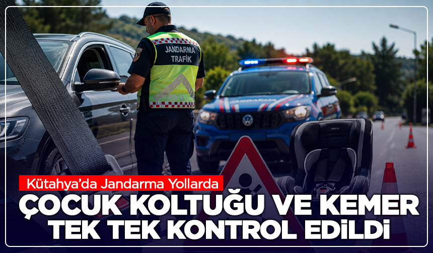 Kütahya’da Jandarma Yollarda: Çocuk Koltuğu ve Kemer Tek Tek Kontrol Edildi