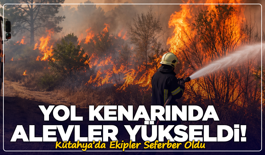 Yol Kenarında Alevler Yükseldi! Kütahya’da Ekipler Seferber Oldu