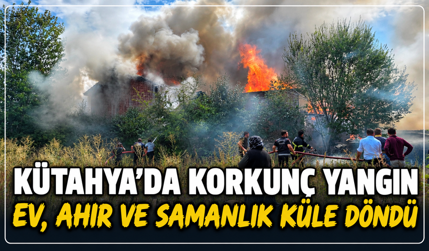 Kütahya'da korkunç yangın: Ev, ahır ve samanlık küle döndü