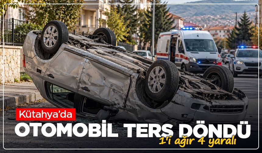 Kütahya’da otomobil ters döndü: 4 yaralıdan birinin durumu ağır