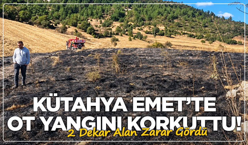 Kütahya Emet’te Ot Yangını Korkuttu! 2 Dekar Alan Zarar Gördü